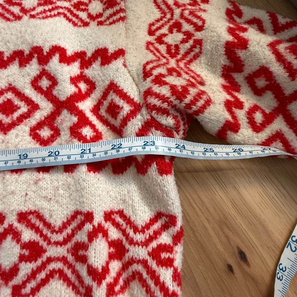 A New Day Pullover Sweater Womens XXL Red White Apres Ski Oversized Chunky Knit
